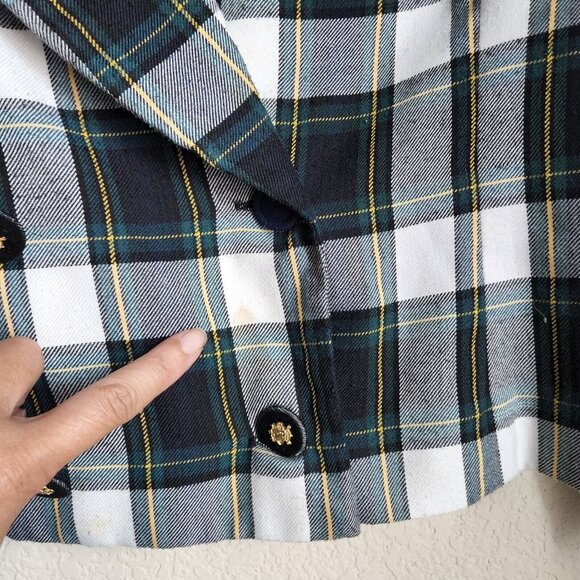 Vintage Leslie Fey Cropped Plaid Plaid Blazer Academia Collegiate‎ Size 10 - Picture 4 of 8